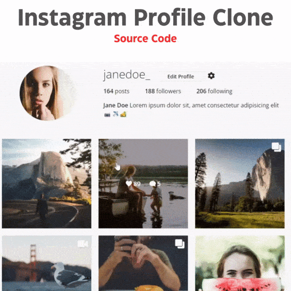 clone an instagram profile with html and css.gif